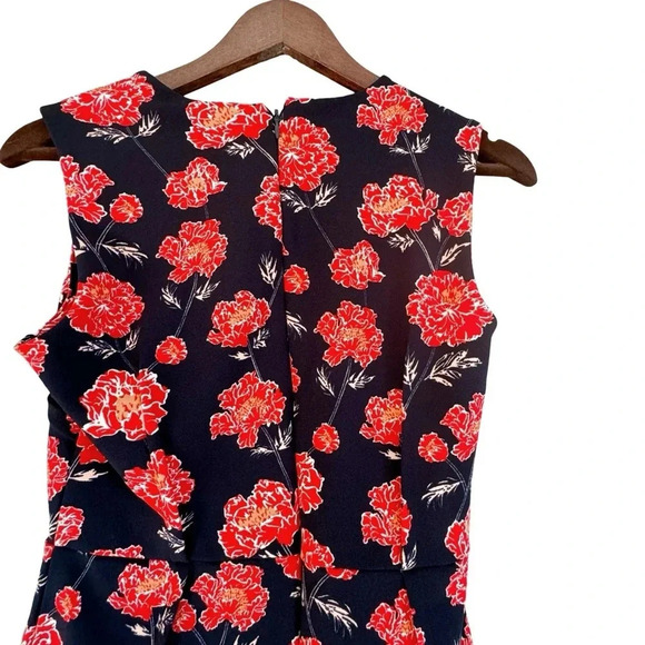 Banana Republic Navy Sleeveless Sheath Dress Red Floral Sz 2 - Picture 7 of 8